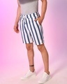 Shop Men's White and Blue Striped Drawstring Shorts-Full