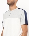 Shop Men's White and Grey Color Block Henley T-shirt
