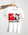 Shop Men's White Anime Demon Slayer Graphic Printed T-shirt-Design