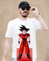 Shop Men's White Anime Goku Red Power Form Graphic Printed Cotton T-shirt-Front
