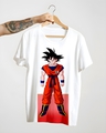 Shop Men's White Anime Goku Red Power Form Graphic Printed Cotton T-shirt-Design