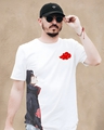 Shop Men's White Anime Naruto Akatsuki Cloud Graphic Printed Cotton T-shirt-Front