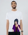 Shop Men's White Anime Naruto Sasuke Graphic Printed T-shirt-Front