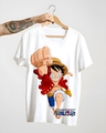 Shop Men's White Anime One Piece Luffy Graphic Printed Cotton T-shirt-Design