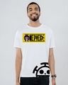 Shop Men's White Anime One Piece Typography T-shirt-Front