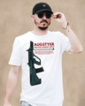 Shop Men's White Assault Rifle Graphic Printed Cotton T-shirt-Front