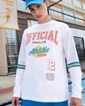 Shop Men's White Ath Graphic Printed Oversized T-shirt-Front