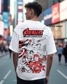 Shop Men's White Avenger Assemble Graphic Printed Oversized T-shirt