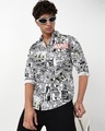 Shop Men's White Avengers All Over Printed Shirt-Front