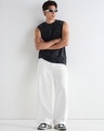 Shop Men's White Baggy Fit Mid-Rise Jeans-Full