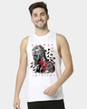 Shop Men's White Barbarian Deep Armhole Graphic Printed Vest-Front