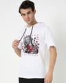 Shop Men's White Barbarian Graphic Printed Oversized Hoodie T-shirt-Front