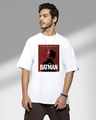 Shop Men's White Batman Poster Graphic Printed Oversized T-shirt-Front