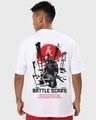 Shop Men's White Battle Scars Graphic Printed Oversized T-shirt-Design