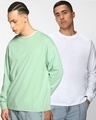 Shop Pack of 2 Men's White & Bird Egg Green Oversized T-shirt-Front