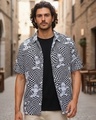 Shop Men's White & Black All Over Printed Oversized Shirt-Front