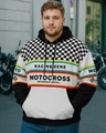 Shop Men's White & Black Color Block Oversized Plus Size Hoodies-Front
