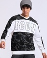 Shop Men's White & Black Color Block Oversized Sweatshirt-Front