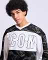 Shop Men's White & Black Color Block Oversized Sweatshirt