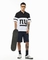 Shop Men's White & Black NY Color Block Oversized Polo T-shirt-Full