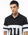 Shop Men's White & Black NY Color Block Oversized Polo T-shirt