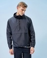 Shop Men's Black Color Block Oversized Windcheater Jacket-Design