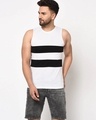 Shop Men's White & Black Color Block Slim Fit T-shirt-Front