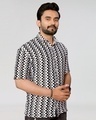 Shop Men's White & Black Embroidered Relaxed Fit Crochet Shirt-Design