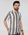 Shop Men's White & Black Embroidered Relaxed Fit Crochet Shirt-Design