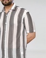 Shop Men's White & Black Embroidered Relaxed Fit Crochet Shirt