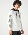 Shop Men's White & Black Graphic Printed Oversized Hoodies-Full