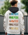 Shop Men's White & Black Graphic Printed Oversized Hoodies-Front