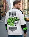 Shop Men's White & Black Graphic Printed Oversized Plus Size Sweatshirt-Front