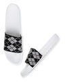 Shop Men's White & Black Printed Sliders
