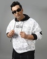 Shop Men's White & Black Snoopy All Over Printed Plus Size Oversized Hoodies-Front