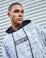Shop Men's White & Black Snoopy Graphic Printed Oversized Hoodies