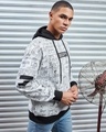 Shop Men's White & Black Snoopy Graphic Printed Oversized Hoodies-Full