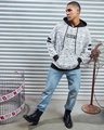 Shop Men's White & Black Snoopy Graphic Printed Oversized Hoodies