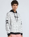 Shop Men's White & Black Snoopy Graphic Printed Oversized Hoodies-Full