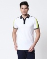 Shop Men's White-Black Sporty Sleeve Panel Polo T-Shirt-Front