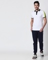 Shop Men's White-Black Sporty Sleeve Panel Polo T-Shirt-Full