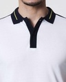Shop Men's White-Black Sporty Sleeve Panel Polo T-Shirt