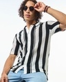 Shop Men's White & Black Striped Flatknit Shirt-Front