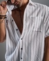 Shop Men's White & Black Striped Oversized Shirt
