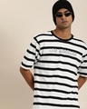 Shop Men's White & Black Striped Oversized T-shirt-Front