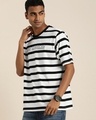 Shop Men's White & Black Striped Oversized T-shirt-Design