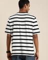 Shop Men's White & Black Striped Oversized T-shirt-Full