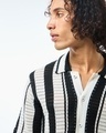 Shop Men's White & Black Striped Flatknit Shirt