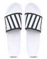 Shop Men's White & Black Striped Sliders-Full