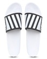 Shop Men's White & Black Striped Sliders-Full